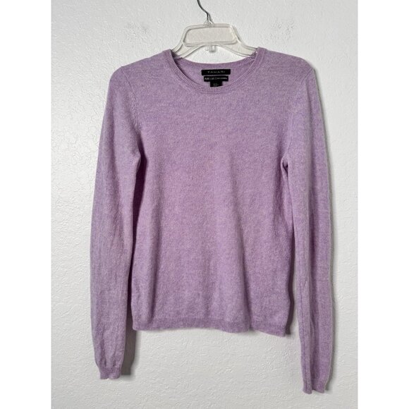TAHARI PURE LUXE Size M Women's Lavender 100% Cashmere Soft Crew Neck Sweater - Picture 1 of 3